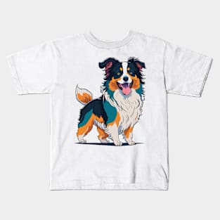 Australian Shepherd Portrait Kids T-Shirt